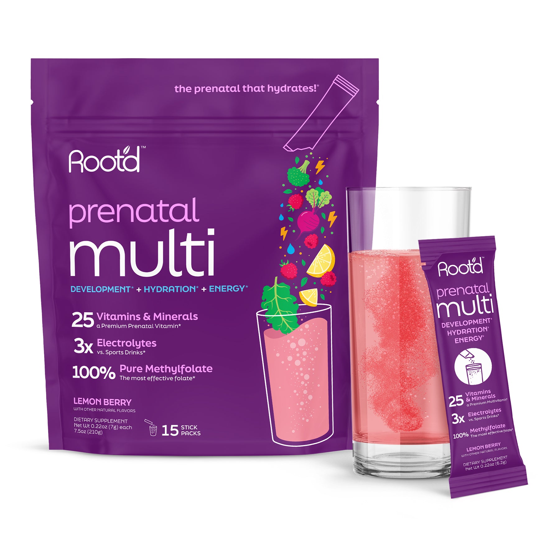 Prenatal MULTI - Essential Vitamins & Minerals + Electrolytes for Mom & Baby - 15ct