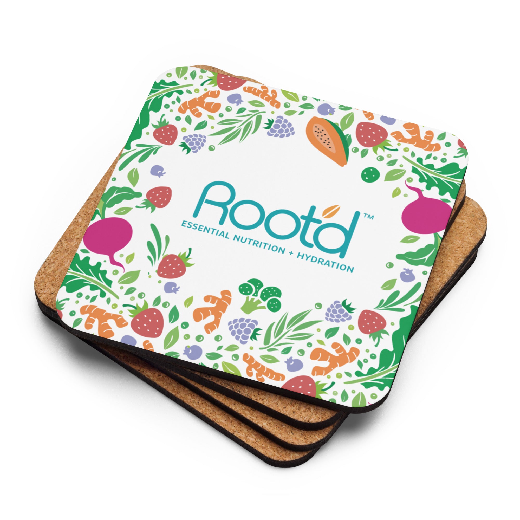 Root'd Cork-back coaster  - 4 Pack