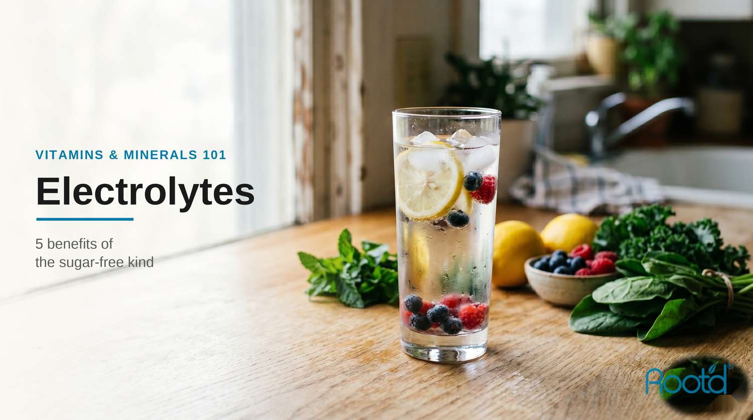 Sugar-free electrolytes: a glass of fruit-infused water with fresh produce, headline Electrolytes: 5 benefits of the sugar-free kind