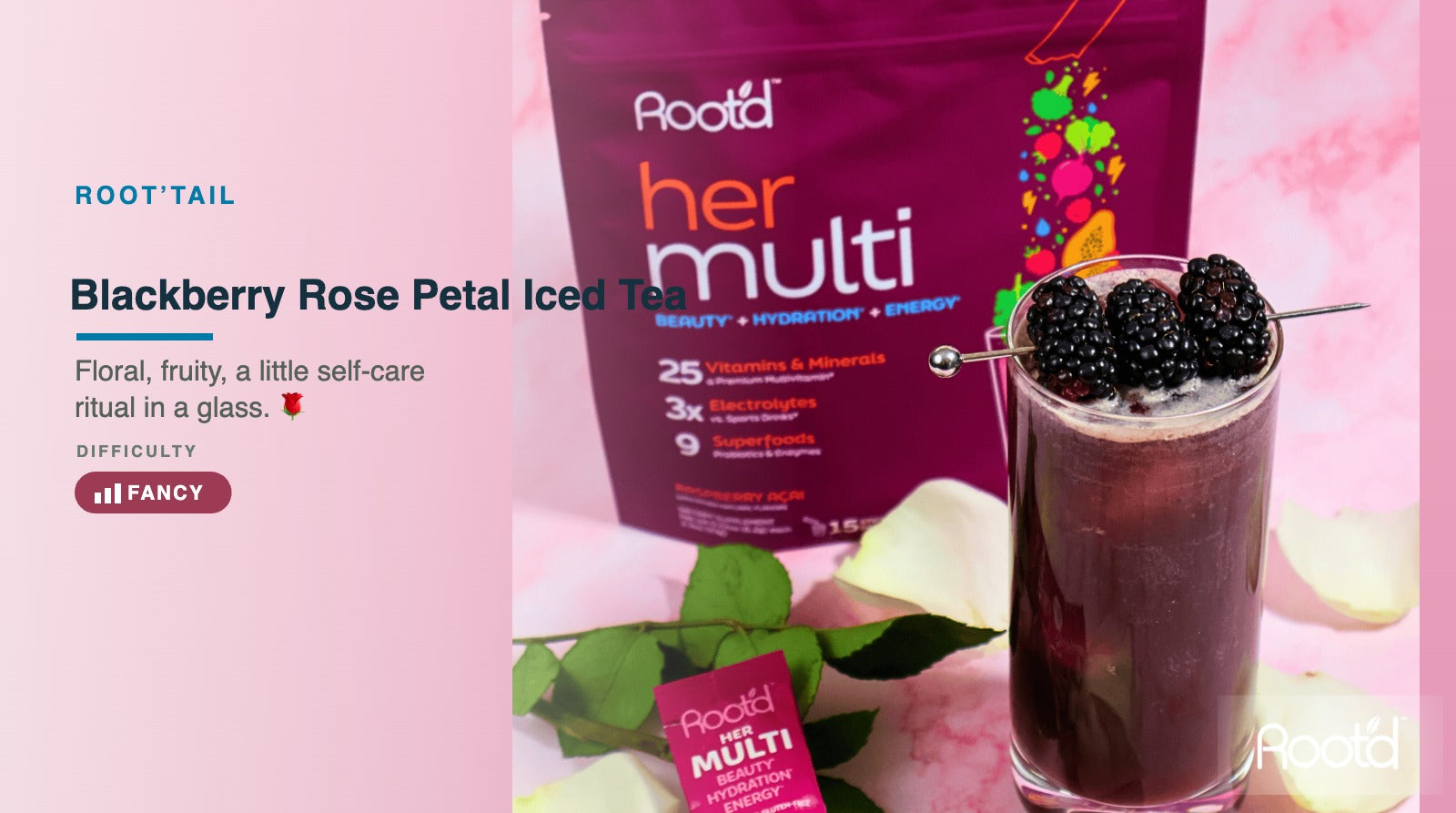 Blackberry Rose Petal Iced Tea crafted by @ginbeforebreakfast