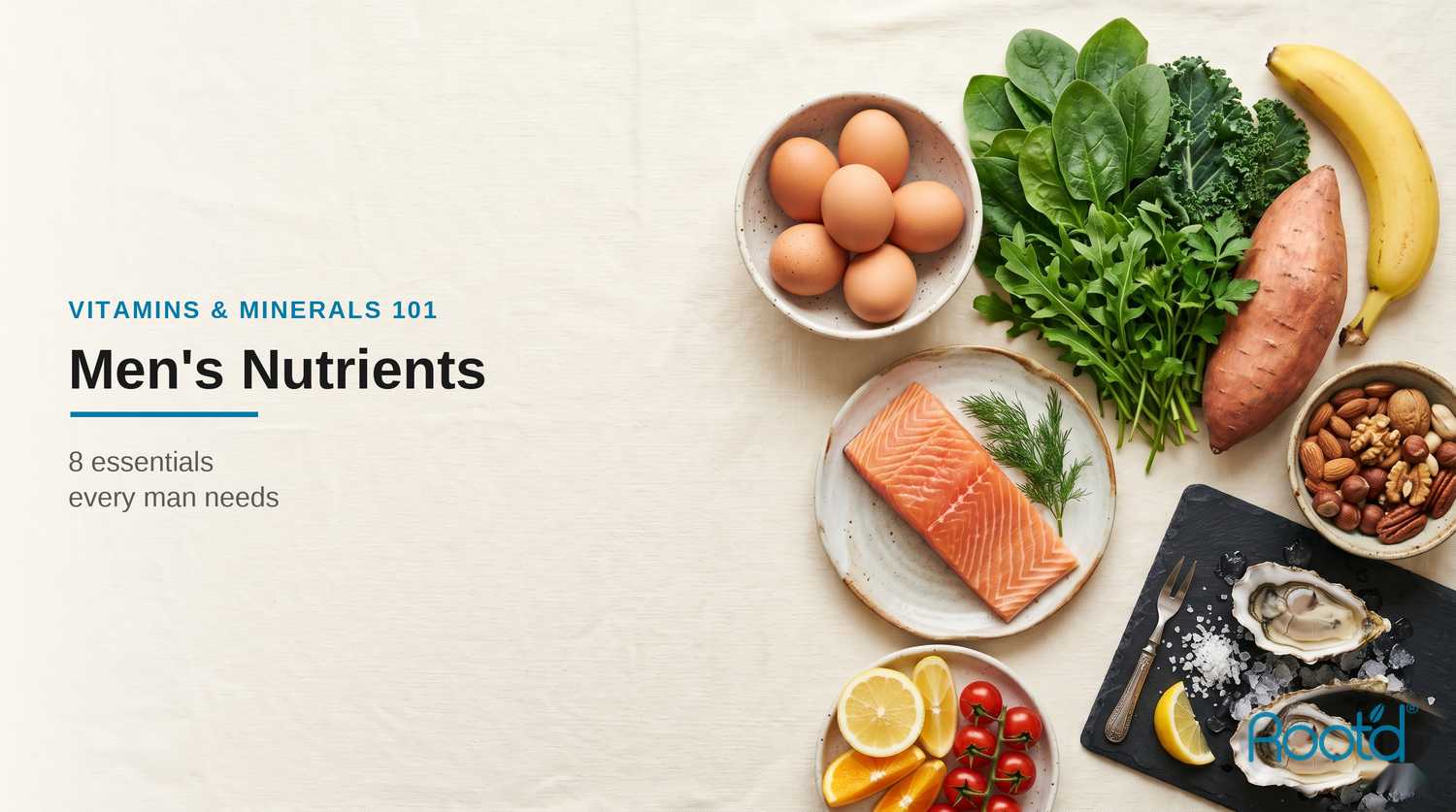 8 Essential Vitamins and Minerals for Men — vitamin- and mineral-rich whole foods (Root'd)