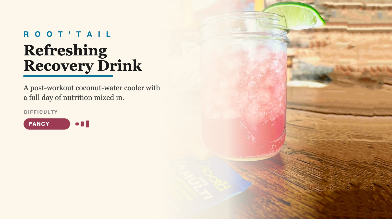 Refreshing Recovery Drink root'tail — coconut water recovery cooler with Root'd