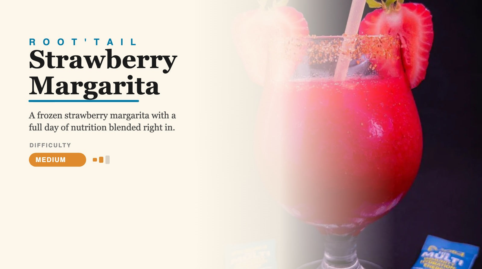 Strawberry Margarita root'tail — frozen strawberry margarita with Root'd
